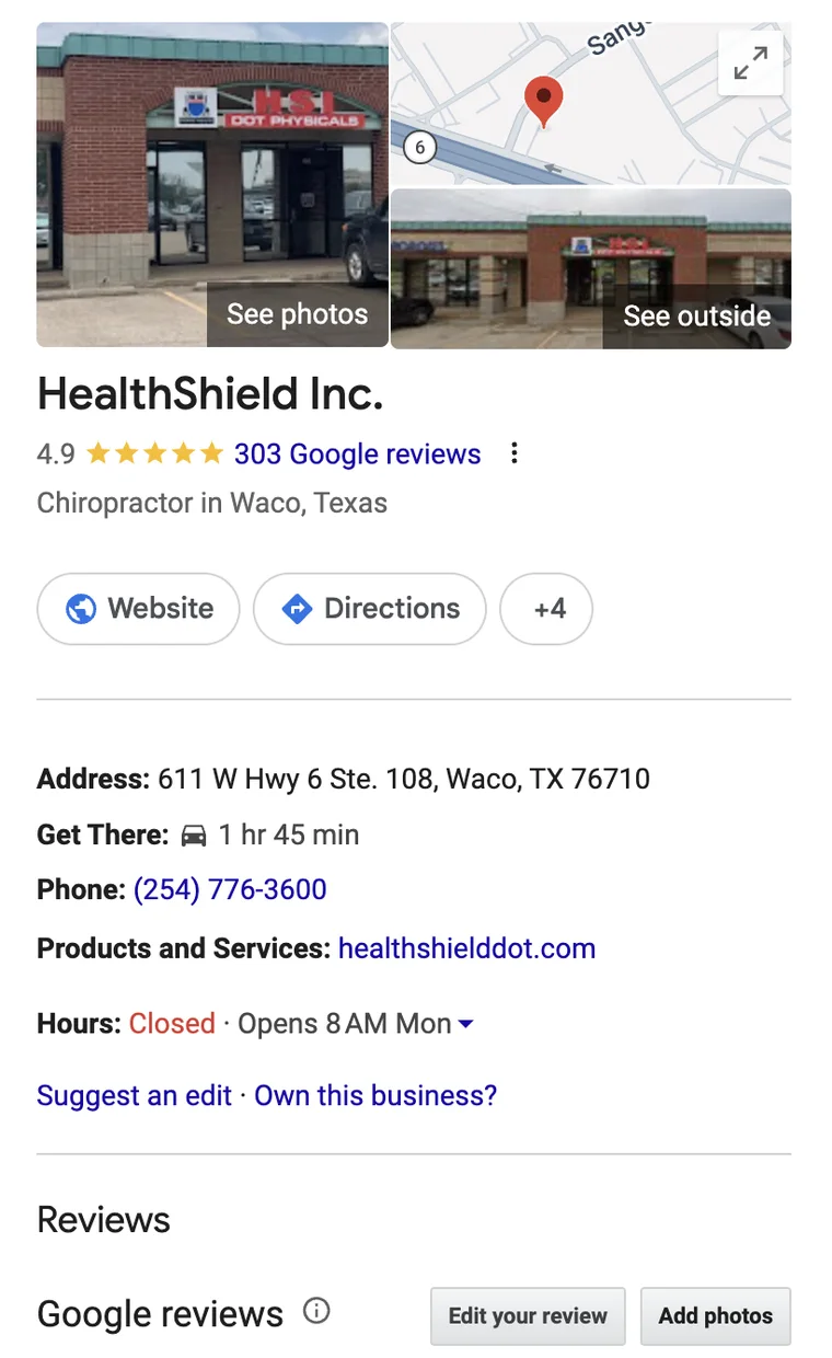 HealthShield Google Business Profile, grew from 9 to 300+ reviews