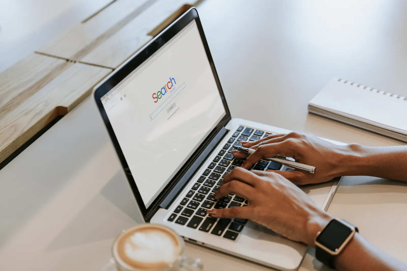 Running a search on a laptop