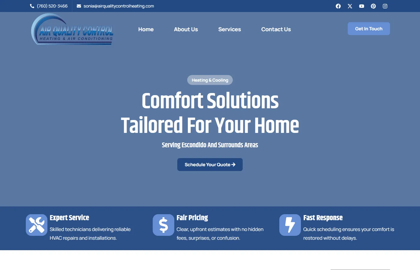 Air Quality Control website built by Cavenaugh Media