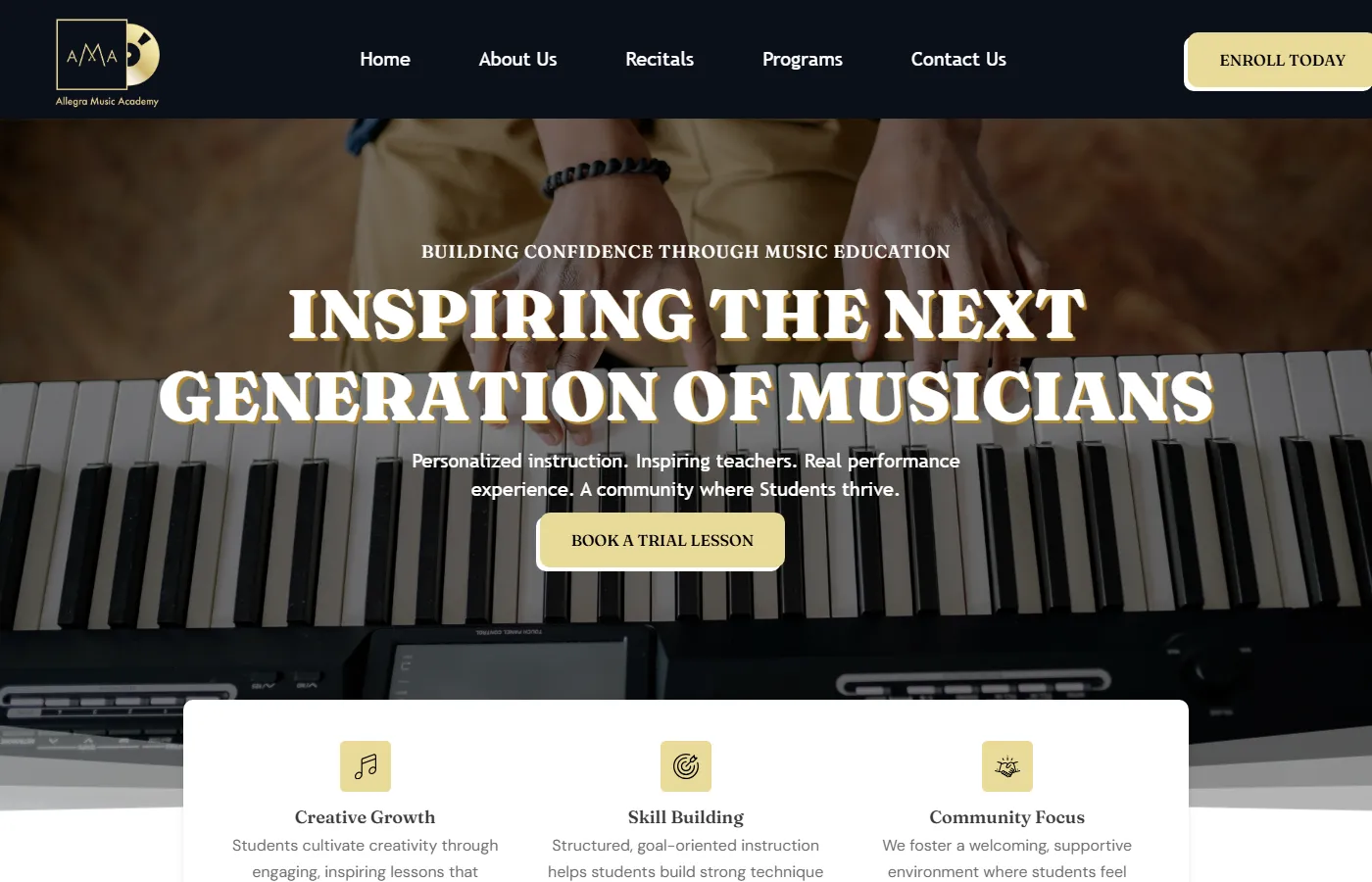 Allegra Music Academy website built by Cavenaugh Media