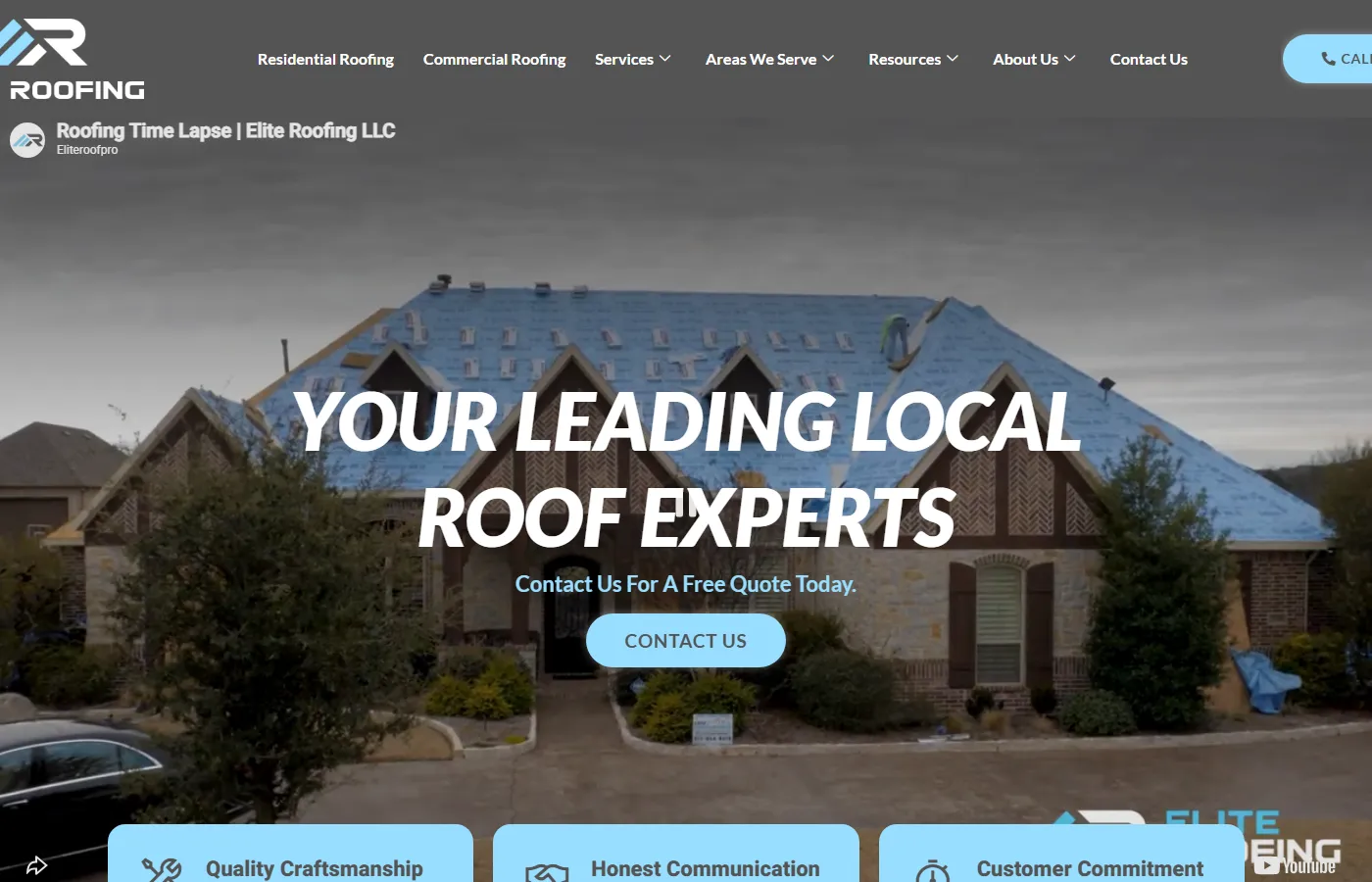 Elite Roofing website built by Cavenaugh Media