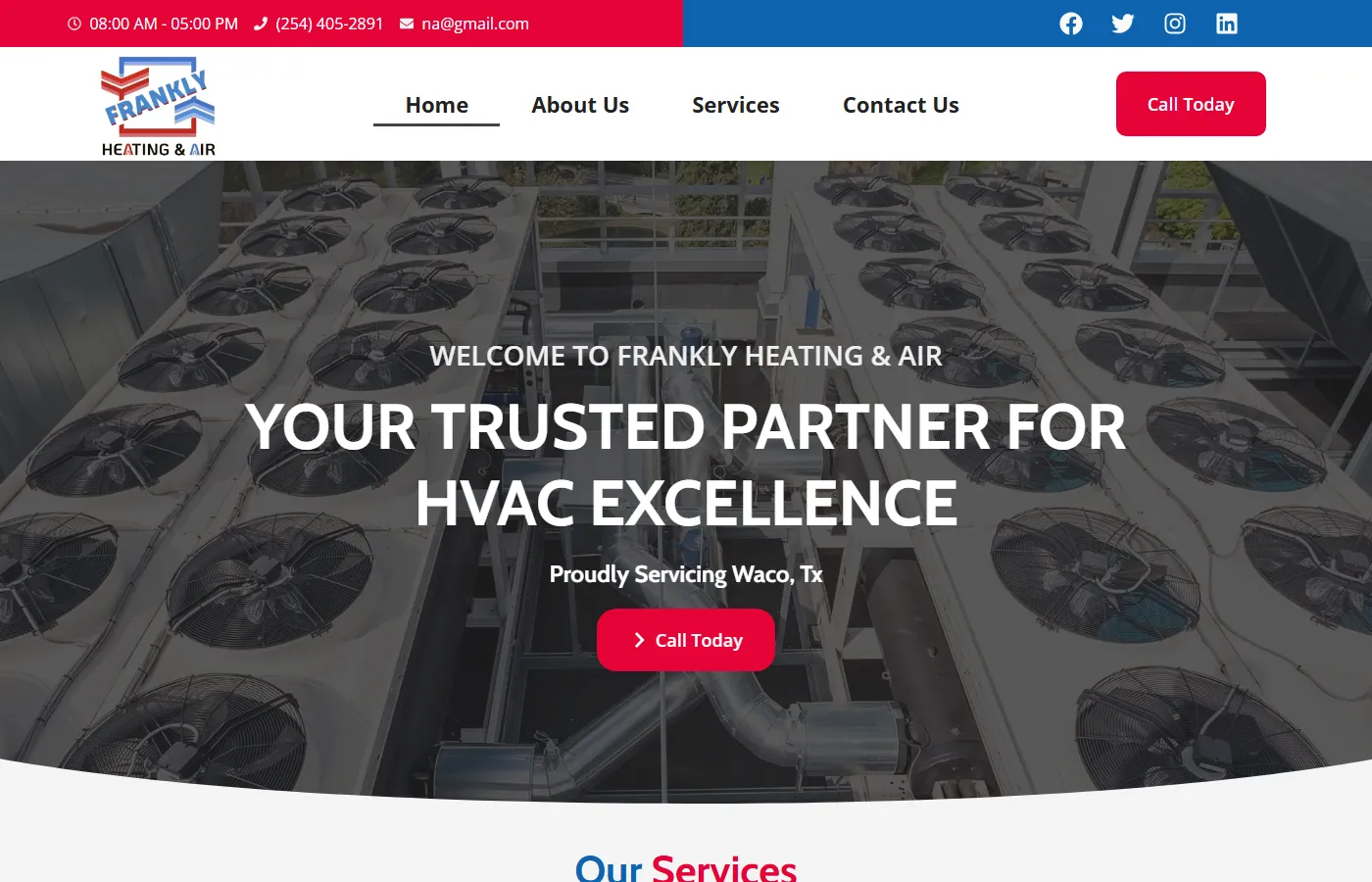 Frankly Heating & Air website built by Cavenaugh Media