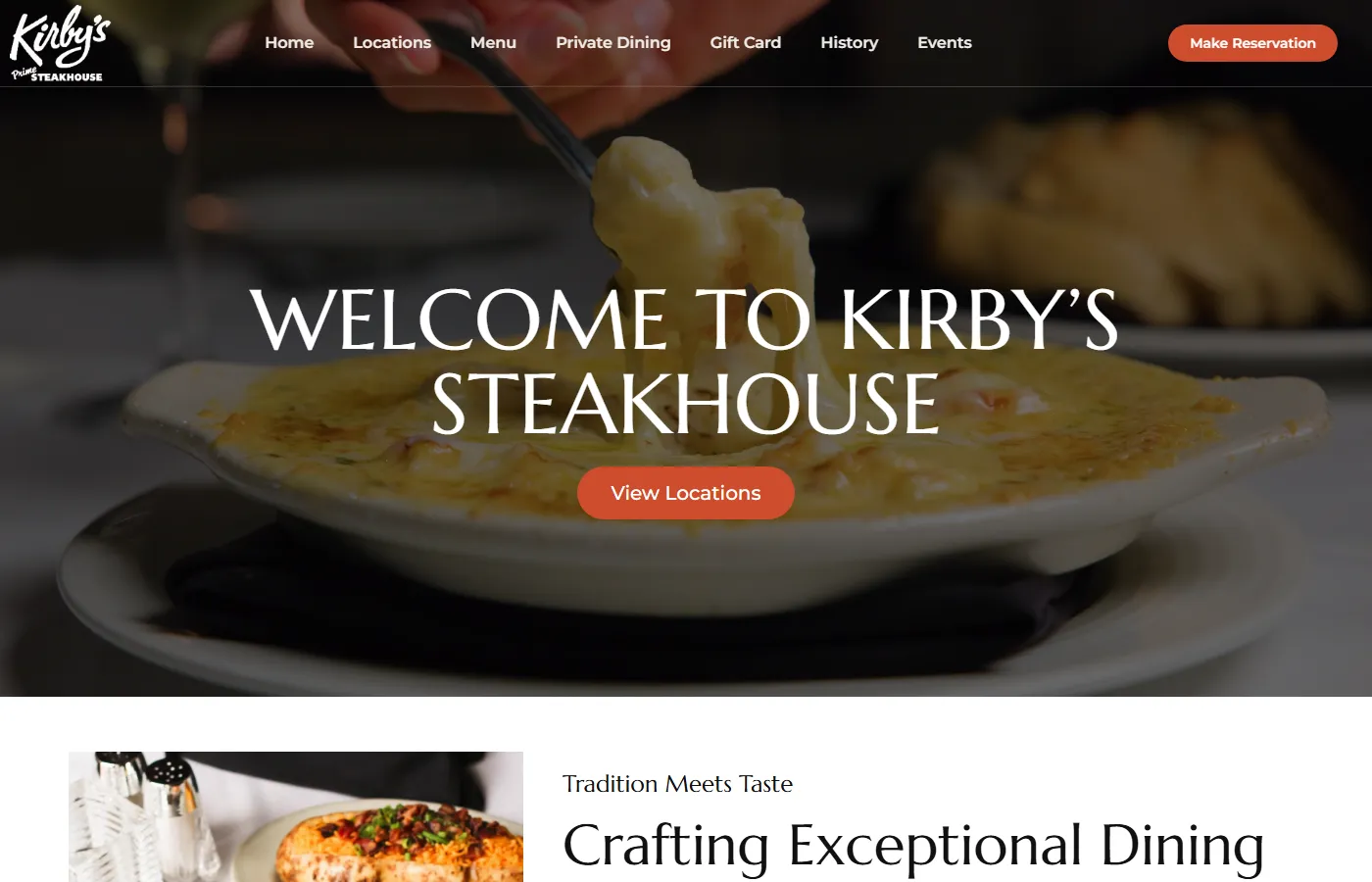 Kirby's Steakhouse website built by Cavenaugh Media
