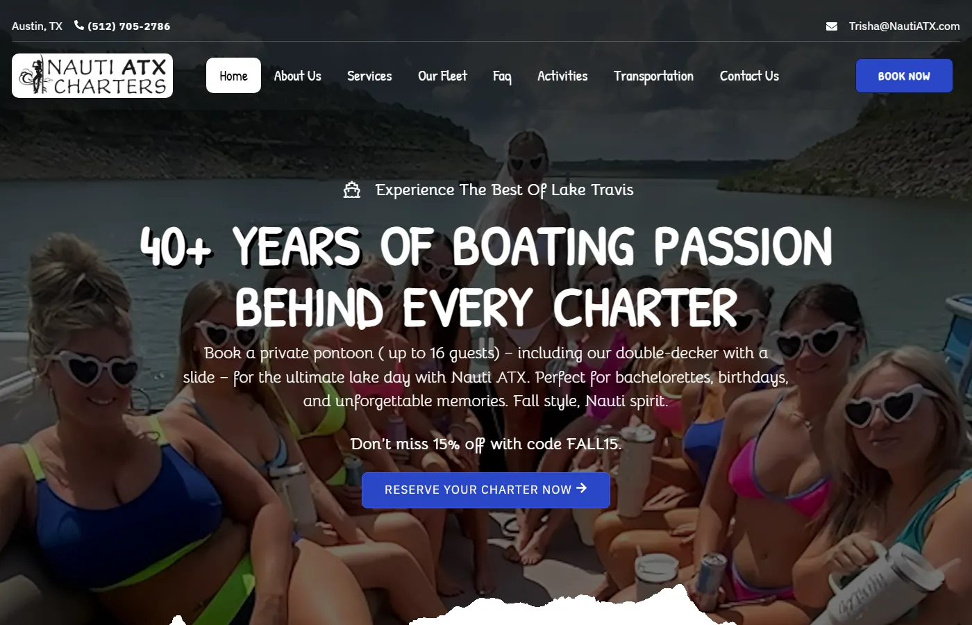 Nauti ATX Charters website built by Cavenaugh Media