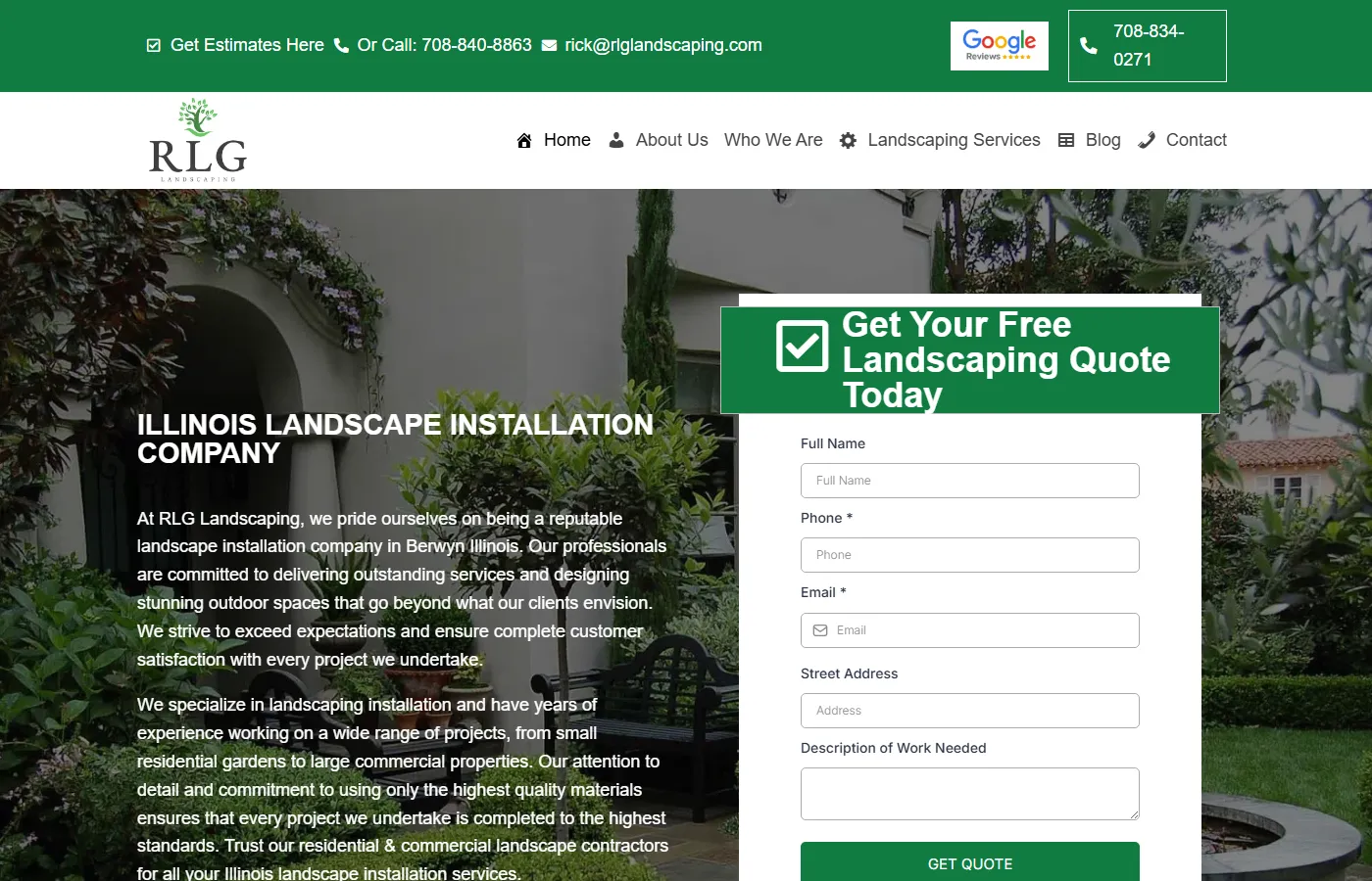 RLG Landscaping website built by Cavenaugh Media