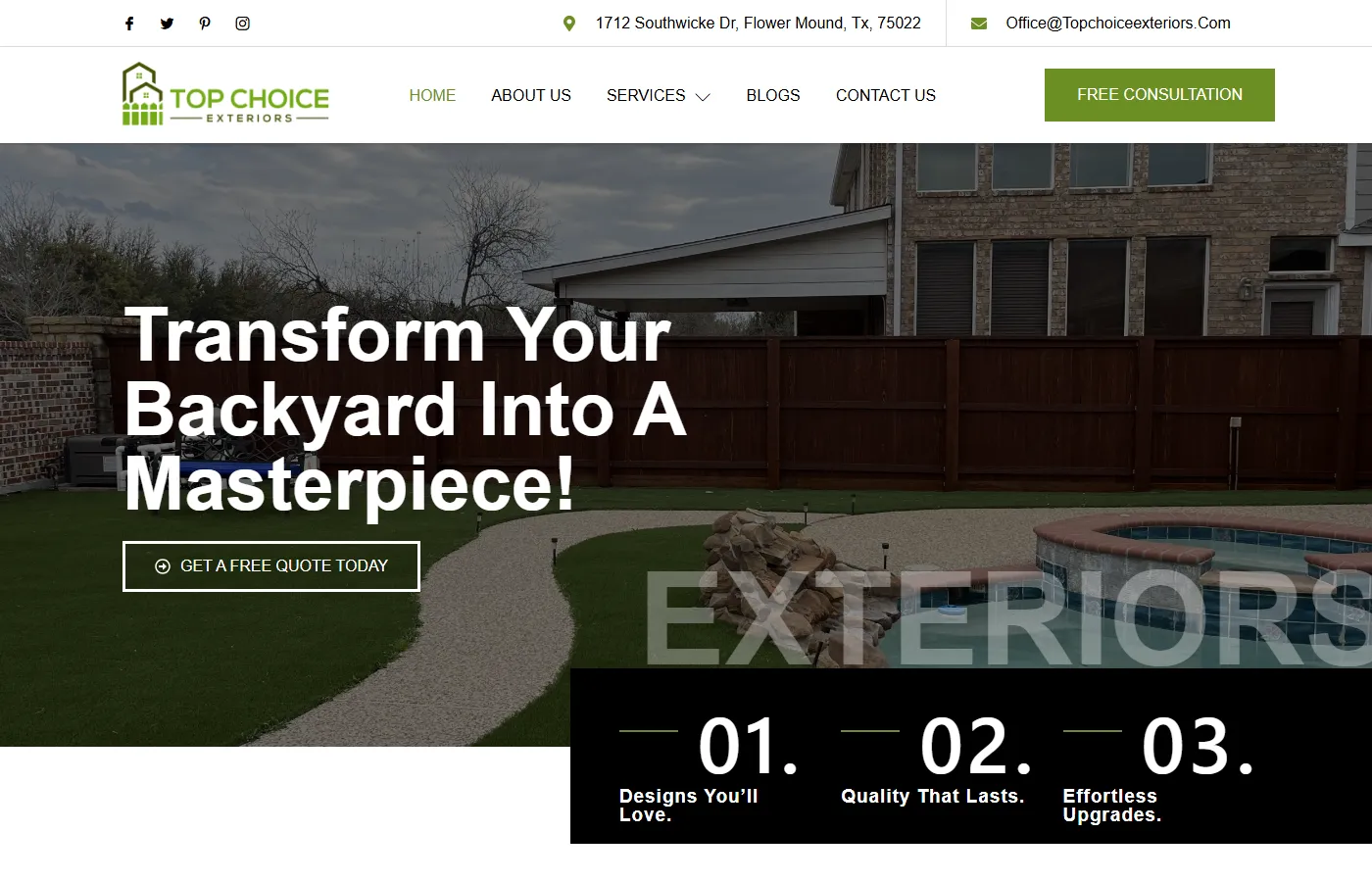 Top Choice Exteriors website built by Cavenaugh Media